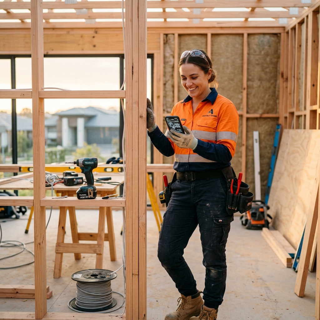 Tradie taking photos on site